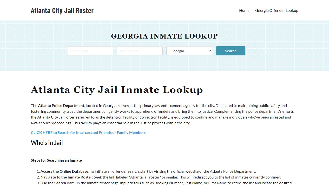 Atlanta Police Department & City Jail, GA Inmate Roster, Arrests, Mugshots