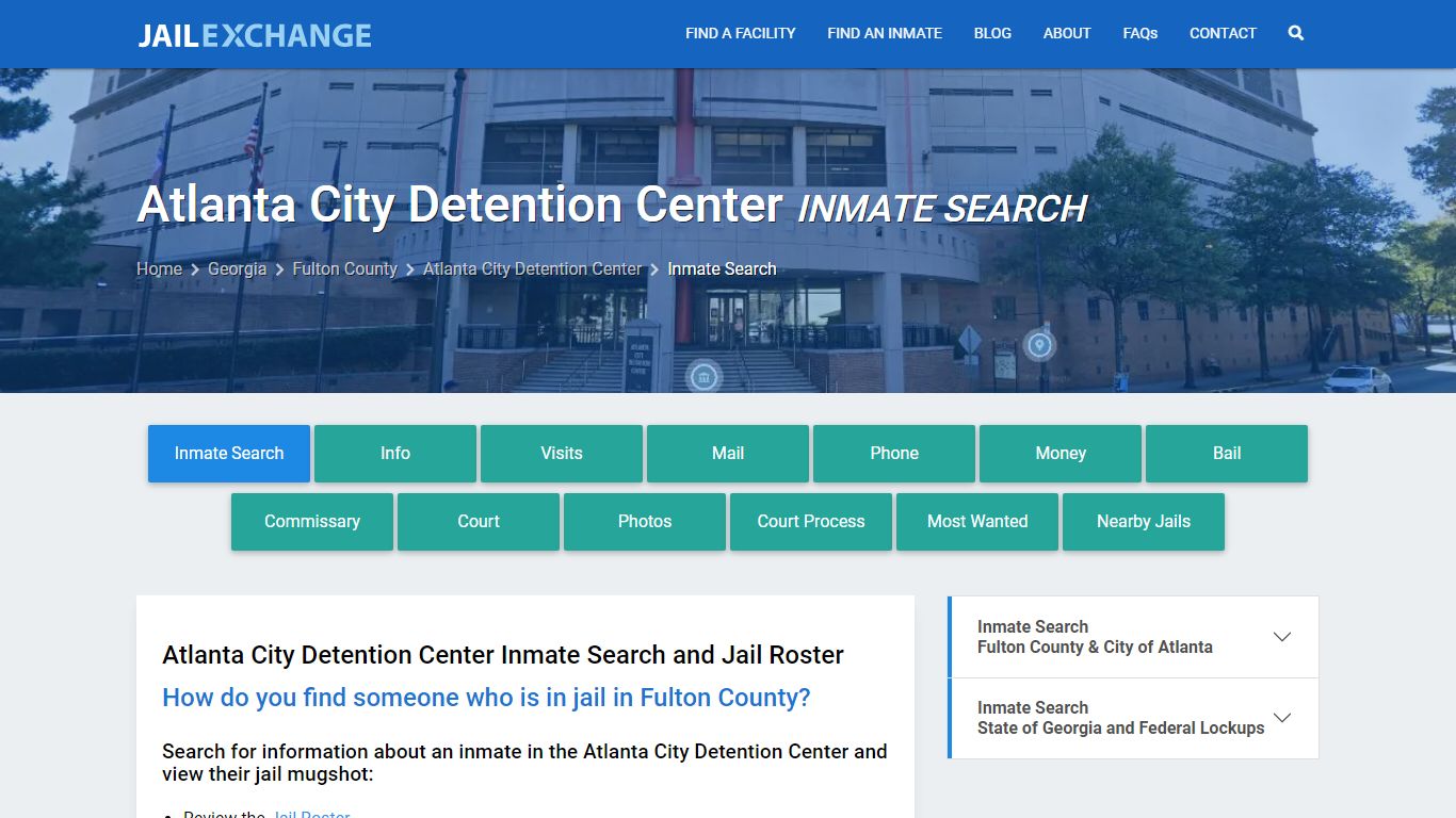 Atlanta City Detention Center Inmate Search - Jail Exchange